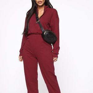 Utility Burgundy Jumpsuit XS BNWT